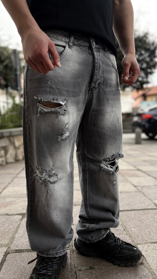 Jeans Gray Ripped